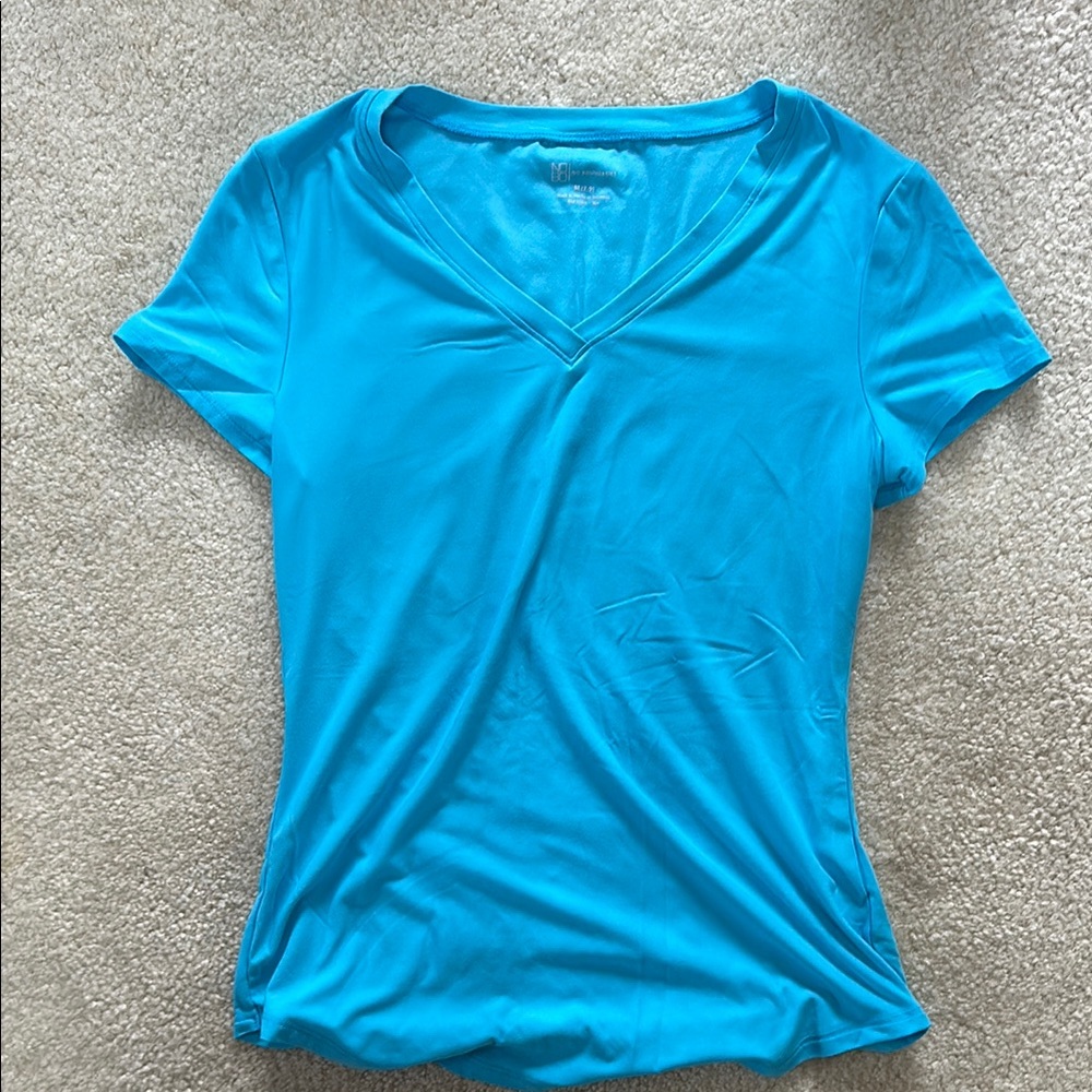 Fitted Blue Wrap T-Shirt Short Sleeve